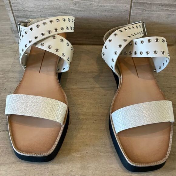 Free People Dolce Vita Panko Stud Sandals Strappy White Leather US 9 NWOB - Picture 6 of 11